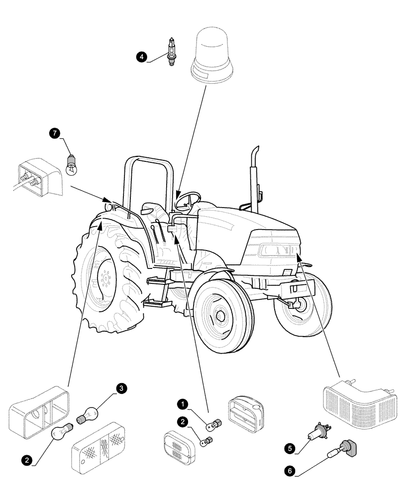 Схема запчастей Case IH FARMALL 95 - (0.05.4[04]) - MAINTENANCE PARTS - BULBS (00) - GENERAL