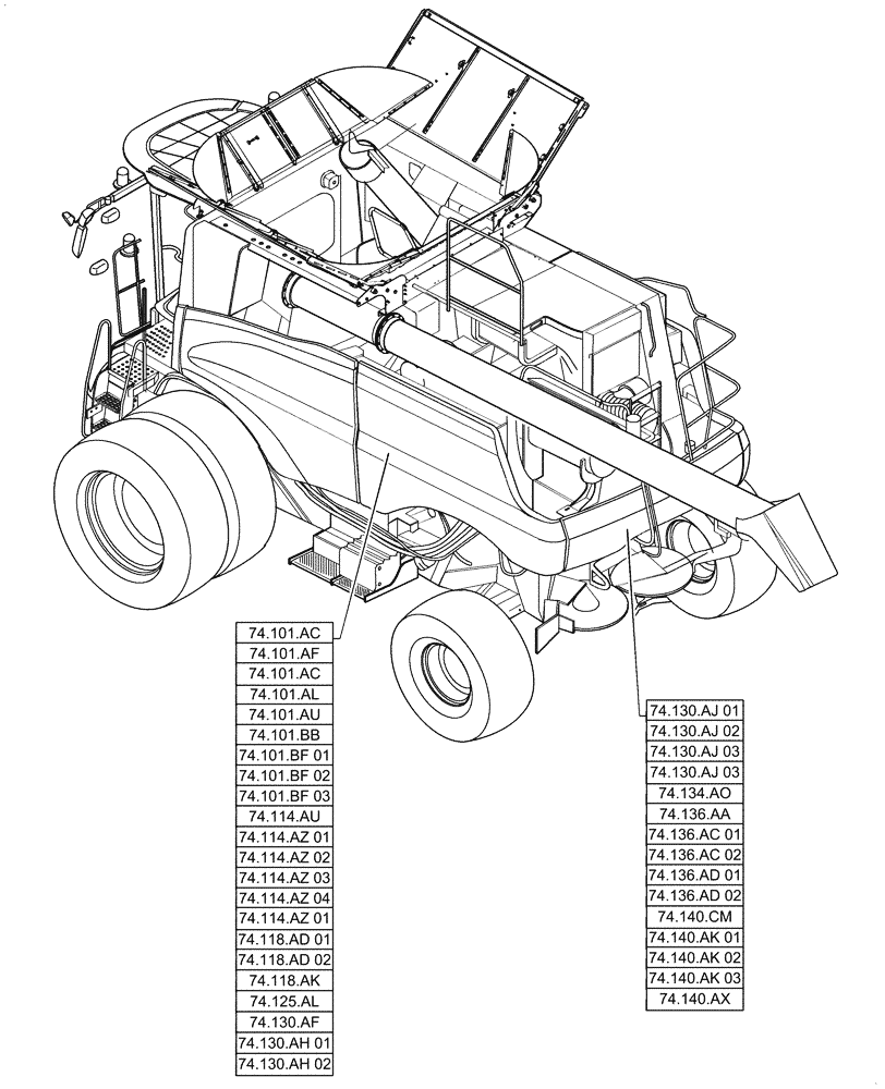 Схема запчастей Case IH 6140 - (00.000.74) - PICTORIAL INDEX - CLEANING (00) - GENERAL & PICTORIAL INDEX