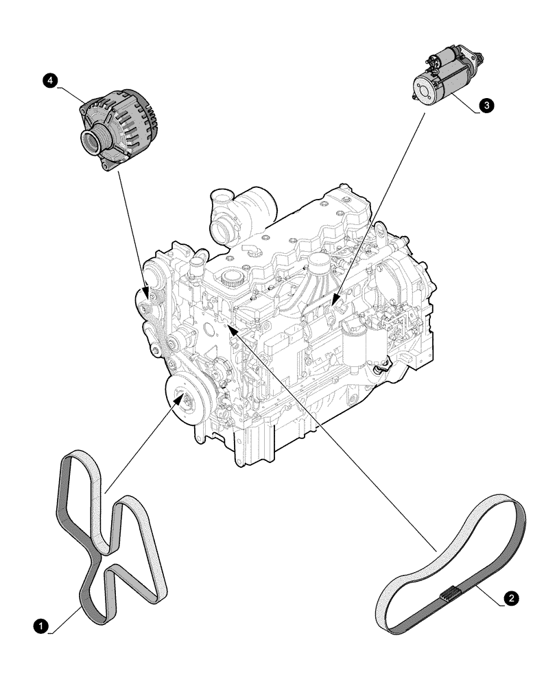 Схема запчастей Case IH PUMA 180 - (0.05.4[02]) - MAINTENANCE PARTS - STARTER MOTOR, ALTERNATOR, BELTS (00) - GENERAL