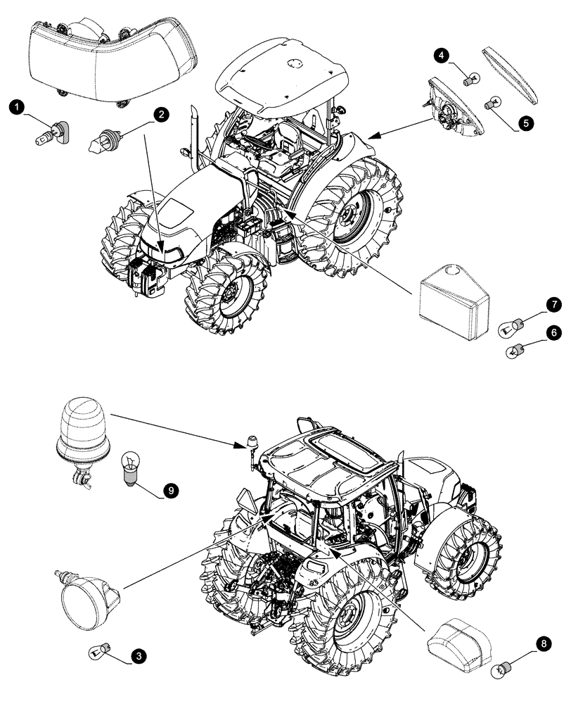 Схема запчастей Case IH FARMALL 65C - (05.100.04[04]) - MAINTENANCE PARTS - BULBS (05) - SERVICE & MAINTENANCE