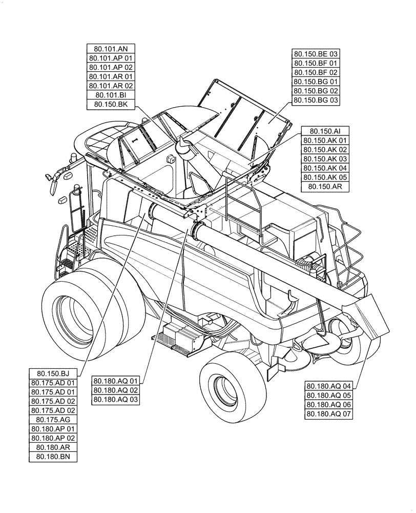 Схема запчастей Case IH 6140 - (00.000.80) - PICTORIAL INDEX - CROP STORAGE/UNLOADING (00) - GENERAL & PICTORIAL INDEX