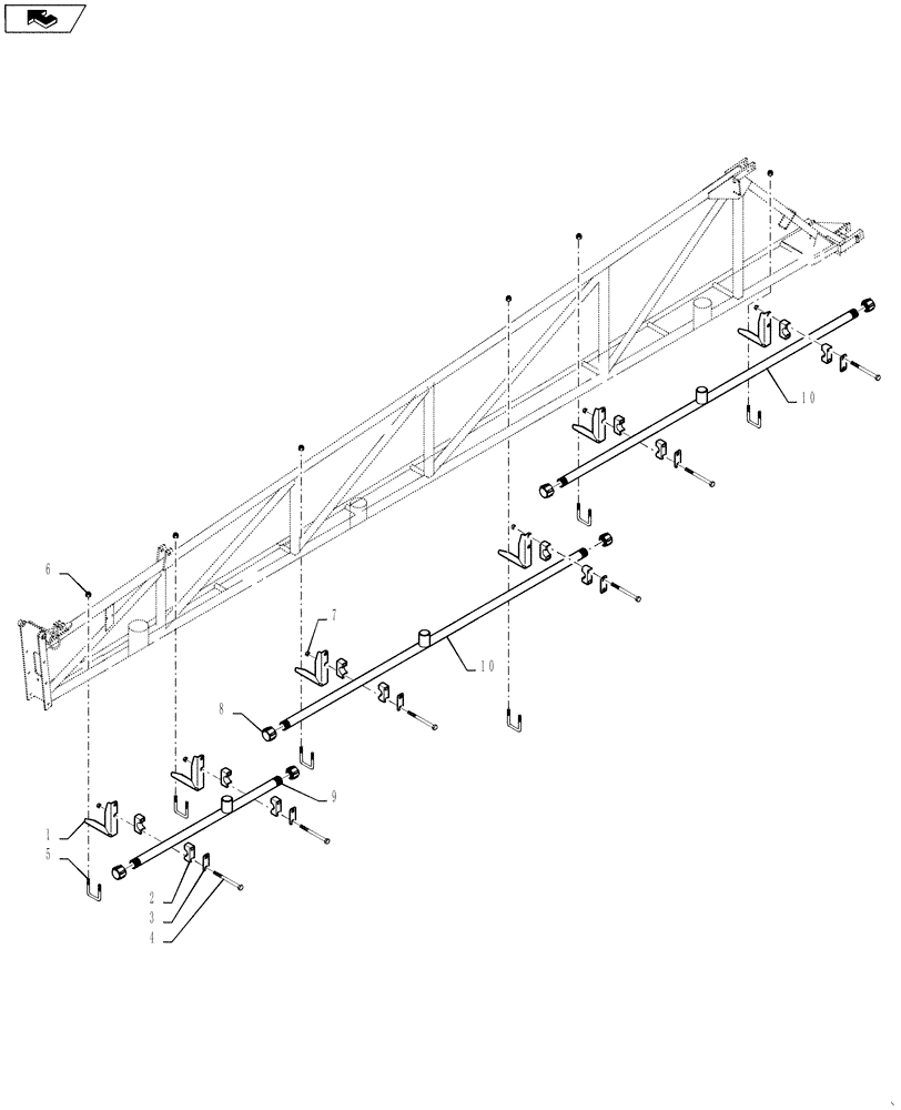 Схема запчастей Case IH 4420 - (09-046) - NOZZLE SPACING GROUP, 5 & 6 SECTION MID, 20" OFF CL PLBG Liquid Plumbing