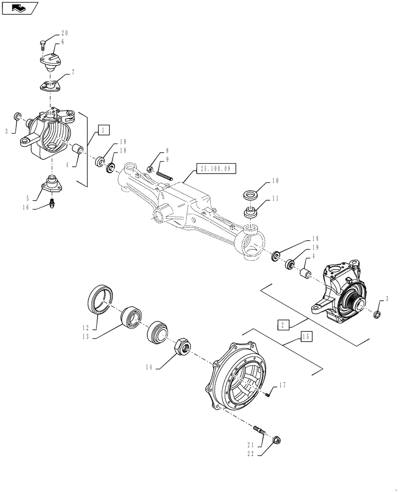 Схема запчастей Case IH PUMA 160 - (25.108.11) - VAR - 330408, 330429 - CL.4 FRONT AXLE W/ OUT BRAKES- STEERING KNUCKLE - HUB (25) - FRONT AXLE SYSTEM