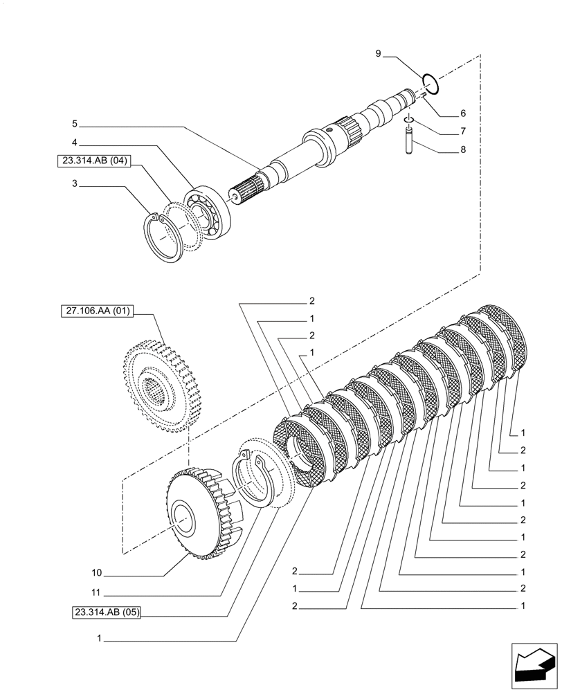 Схема запчастей Case IH PUMA 165 CVT - (23.314.AB[01]) - VAR - 392138, 332342 - DRIVE HYDRAULIC CLUTCH, CVT (23) - FOUR WHEEL DRIVE SYSTEM