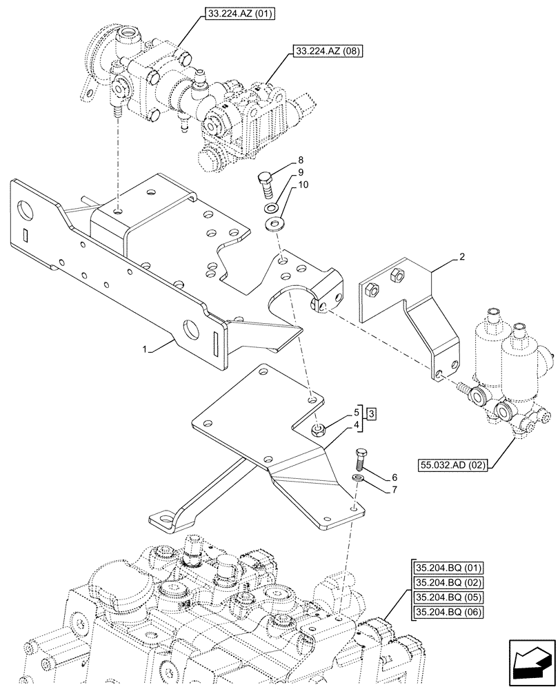 Схема запчастей Case IH PUMA 200 CVT - (33.224.AZ[11]) - VAR - 337484, 337487, 337488, 337491, 758041, 758042 - PNEUMATIC TRAILER BRAKE, BRACKET (33) - BRAKES & CONTROLS
