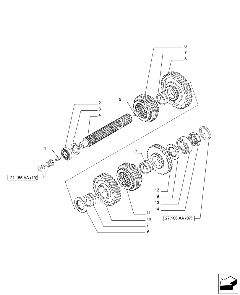 Схема запчастей Case IH PUMA 165 - (27.106.AA[02]) - VAR. - 391136, 758011, 758011, 758012, 758013, 758014, 758015, 758016, 758017, 758018, 758019, 758020, 758021 - CENTRAL REDUCTION GEAR (27) - REAR AXLE SYSTEM