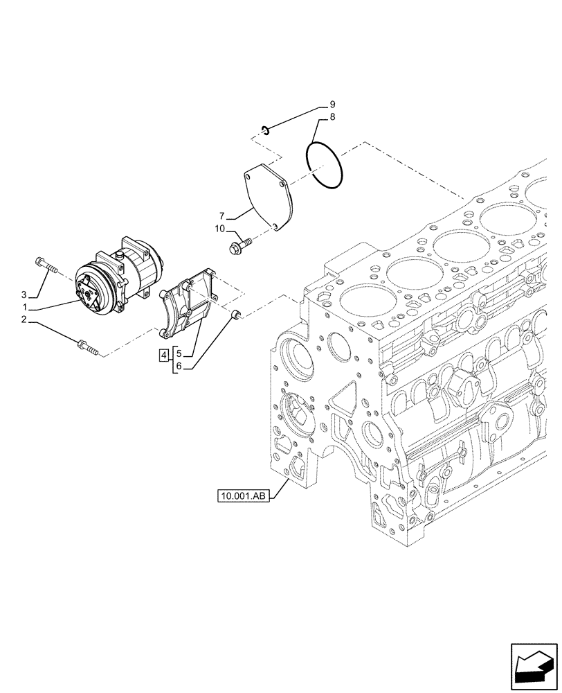 Схема запчастей Case IH F3JFE613A B005 - (50.200.AA[01]) - AIR COMPRESSOR, SUPPORT (50) - CAB CLIMATE CONTROL