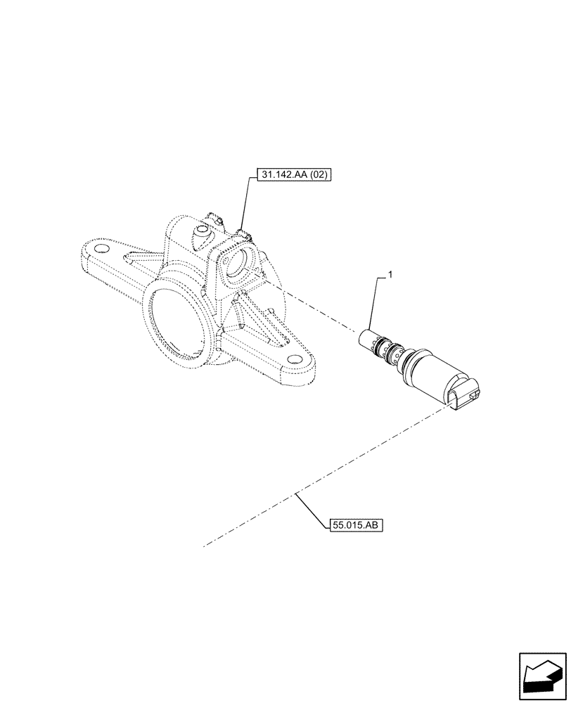 Схема запчастей Case IH PUMA 165 CVT - (55.049.AD) - VAR - 758091, 758093, 758245, 758247, 758248 - FRONT PTO ASSY, ACTUATOR, SOLENOID (55) - ELECTRICAL SYSTEMS