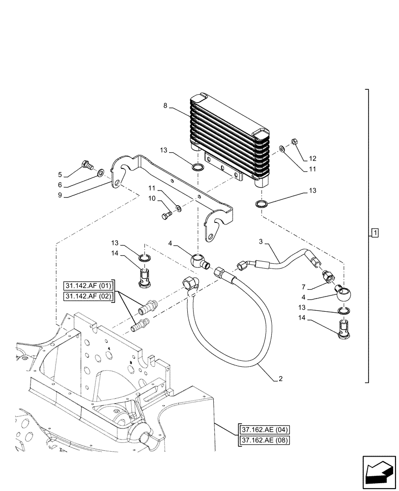 Схема запчастей Case IH PUMA 220 CVT - (35.300.AB[02]) - VAR - 758091, 758093, 758245, 758247 - 3 POINT HITCH, FRONT, W/ PTO, OIL COOLER (35) - HYDRAULIC SYSTEMS