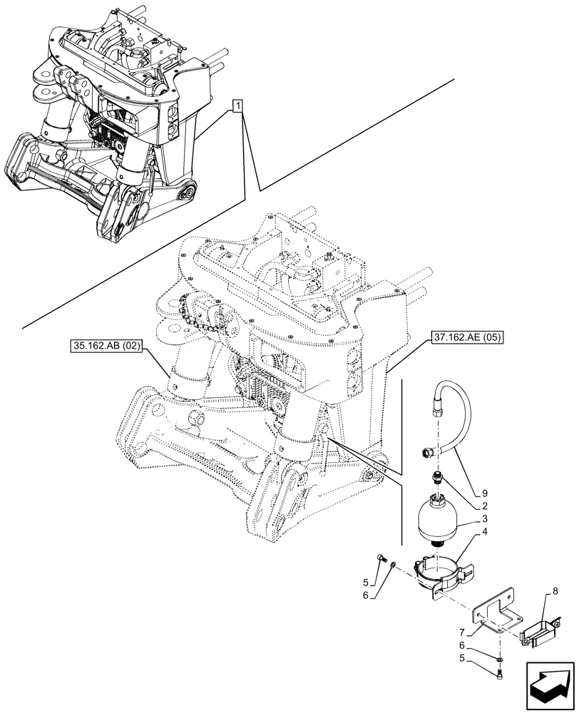 Схема запчастей Case IH PUMA 185 - (35.160.AK[03]) - VAR - 758091, 758245 - 3 POINT HITCH, W/ FRONT PTO, ACCUMULATOR (35) - HYDRAULIC SYSTEMS