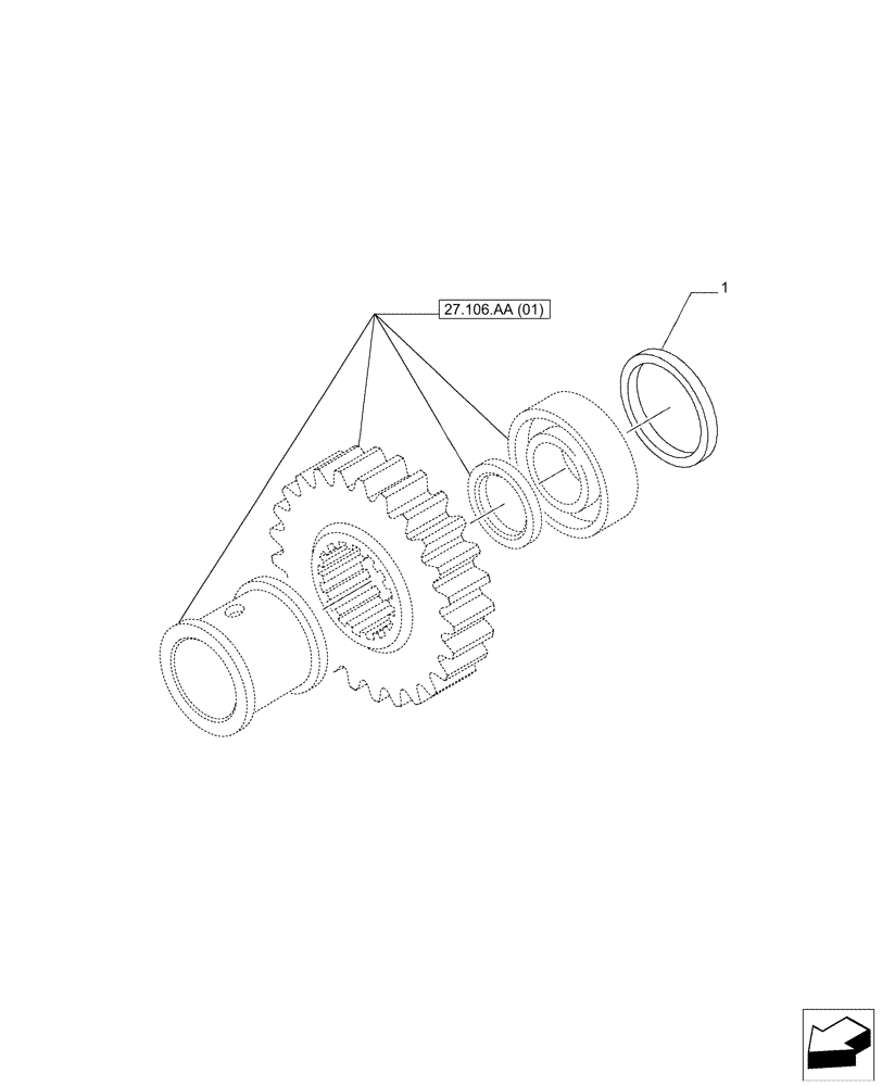 Схема запчастей Case IH PUMA 150 - (27.106.AA[05]) - VAR. - 391136, 758011, 758011, 758012, 758013, 758014, 758015, 758016, 758017, 758018, 758019, 758020, 758021 - CENTRAL REDUCTION GEAR, SHIM (27) - REAR AXLE SYSTEM