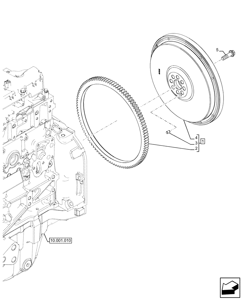 Схема запчастей Case IH FARMALL 110U - (10.103.010) - VAR - 334773, 391263 - ENGINE FLYWHEEL (10) - ENGINE