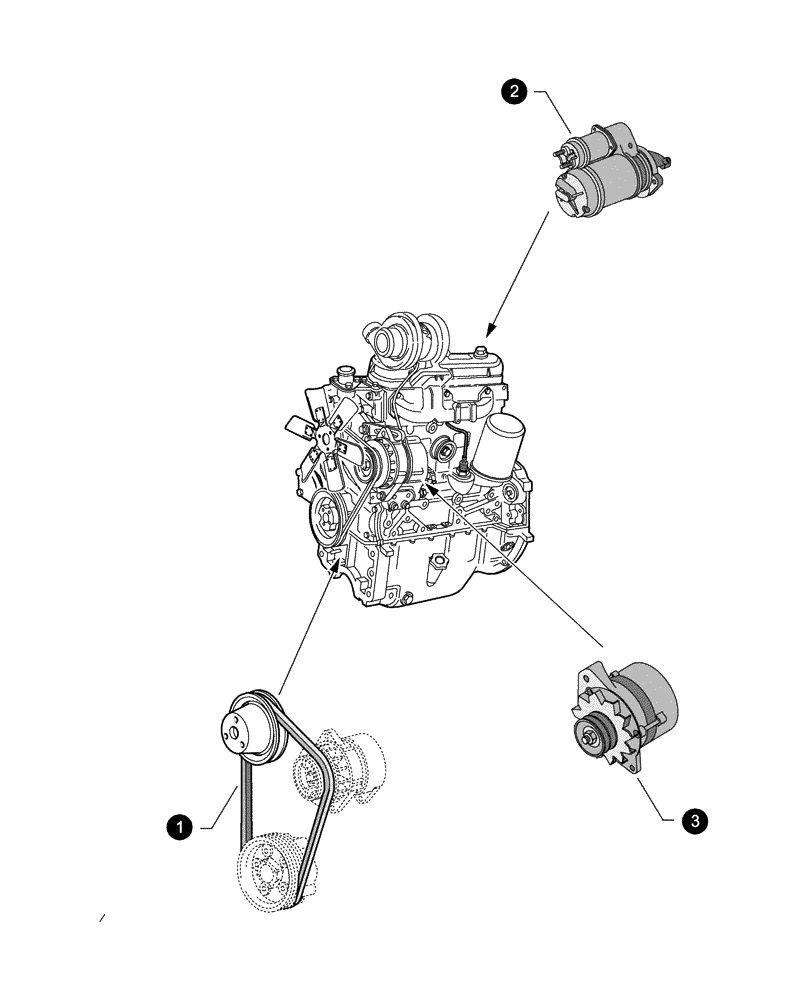 Схема запчастей Case IH JX95 - (0.05.4[02]) - MAINTENANCE PARTS - STARTER MOTOR, ALTERNATOR, BELTS (00) - GENERAL