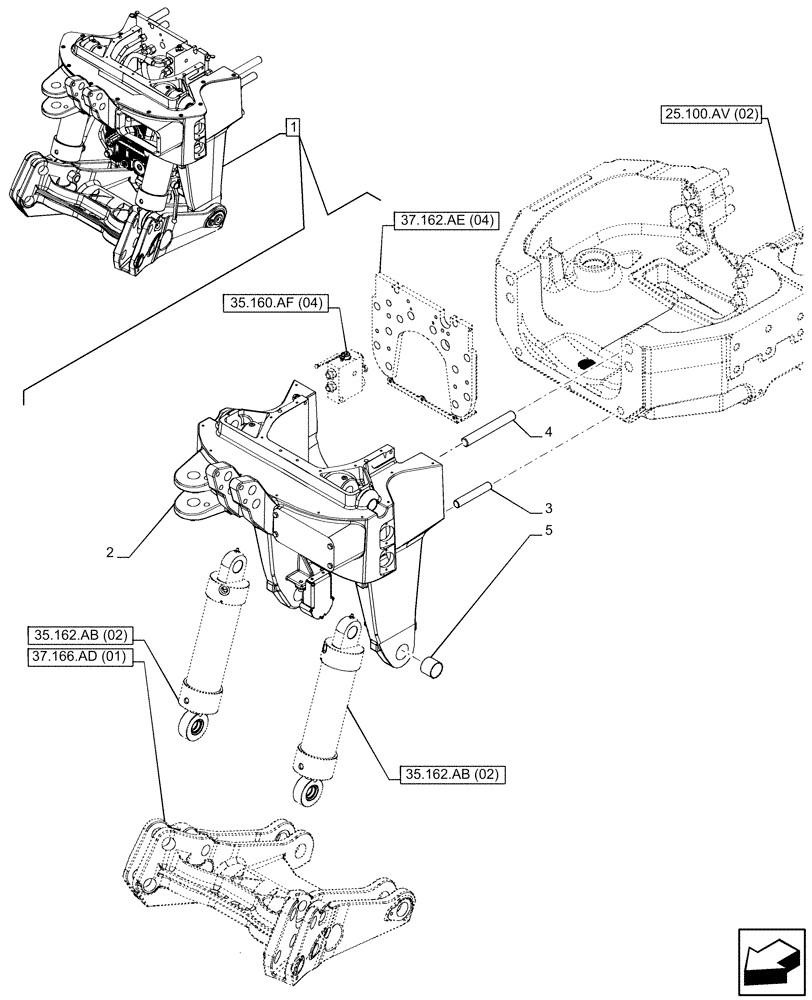 Схема запчастей Case IH PUMA 200 - (37.162.AE[03]) - VAR - 758091, 758245 - 3 POINT HITCH, FRONT, W/ PTO, W/O COUPLING, SUPPORT (37) - HITCHES, DRAWBARS & IMPLEMENT COUPLINGS