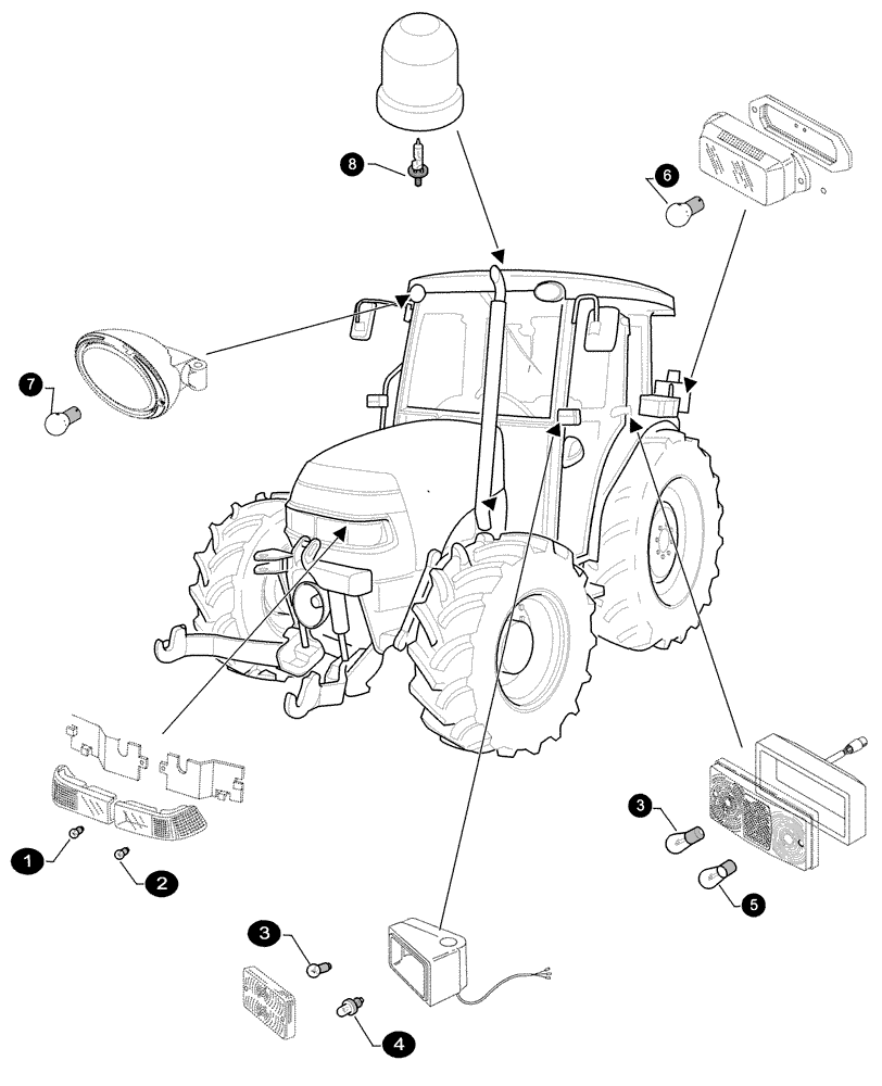 Схема запчастей Case IH FARMALL 65C - (0.05.4[04]) - MAINTENANCE PARTS - BULBS (00) - GENERAL