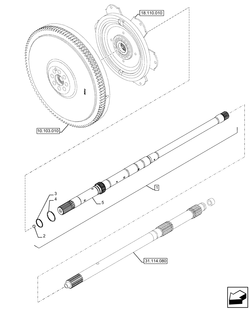 Схема запчастей Case IH FARMALL 120U - (31.114.070) - VAR - 334114, 334115, 334117, 334775, 334778, 334779, 334780, 390430 - REAR PTO, CLUTCH, SHAFT (31) - IMPLEMENT POWER TAKE OFF