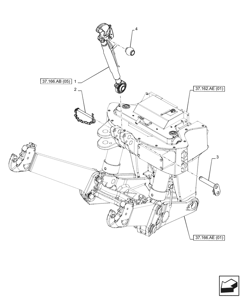 Схема запчастей Case IH PUMA 200 CVT - (37.166.AB[01]) - VAR - 758088, 758089, 758090 - 3 POINT HITCH, FRONT, W/ SUPERSTEER, TOP LINK (37) - HITCHES, DRAWBARS & IMPLEMENT COUPLINGS