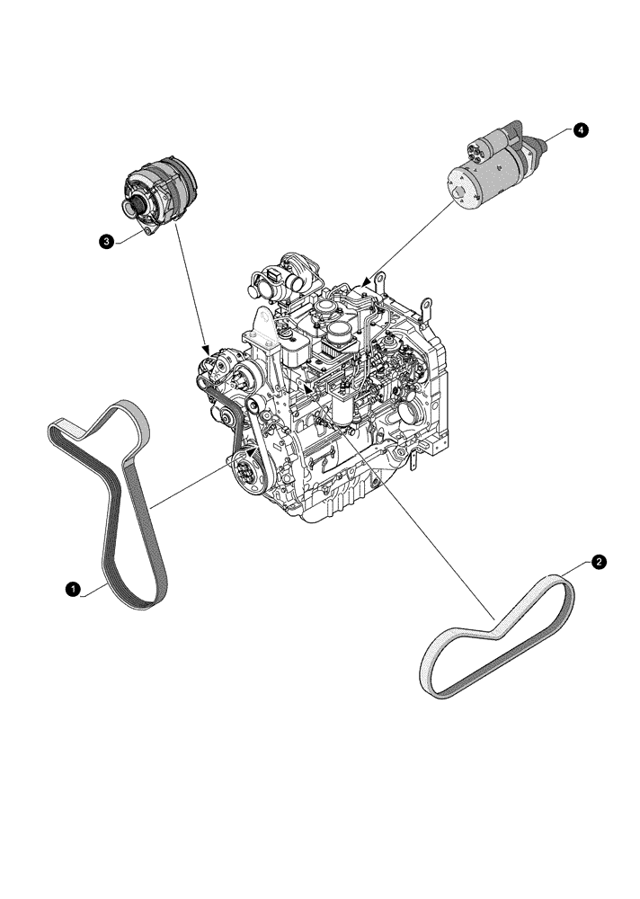 Схема запчастей Case IH PUMA 155 - (0.05.4[02]) - MAINTENANCE PARTS - STARTER MOTOR, ALTERNATOR, BELTS (00) - GENERAL