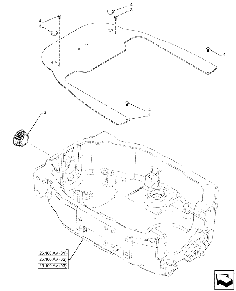 Схема запчастей Case IH PUMA 150 - (25.100.AV[11]) - VAR - 758088, 758089, 758090, 758092, 758246 - FRONT AXLE SUPPORT, PLATE (25) - FRONT AXLE SYSTEM