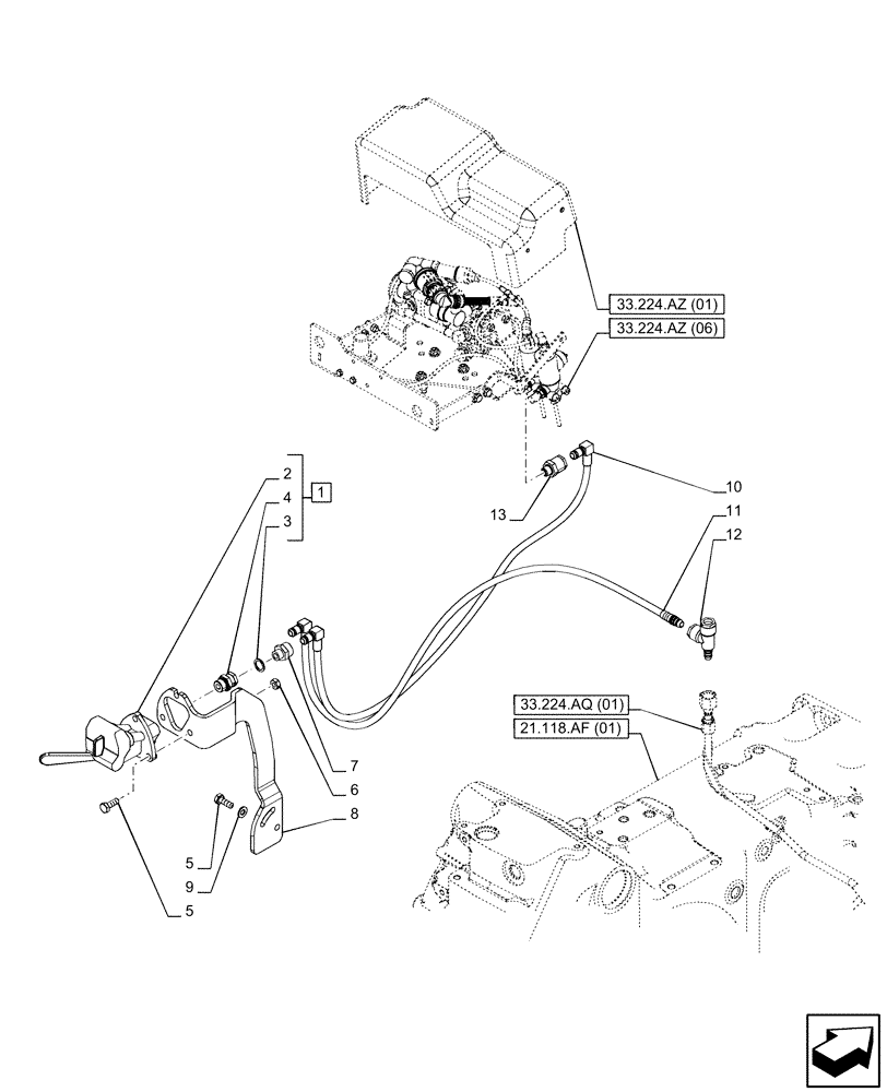 Схема запчастей Case IH PUMA 165 CVT - (33.224.AQ[03]) - VAR - 758041, 758042 - TRAILER BRAKE VALVE, INLINE, ITALY (33) - BRAKES & CONTROLS