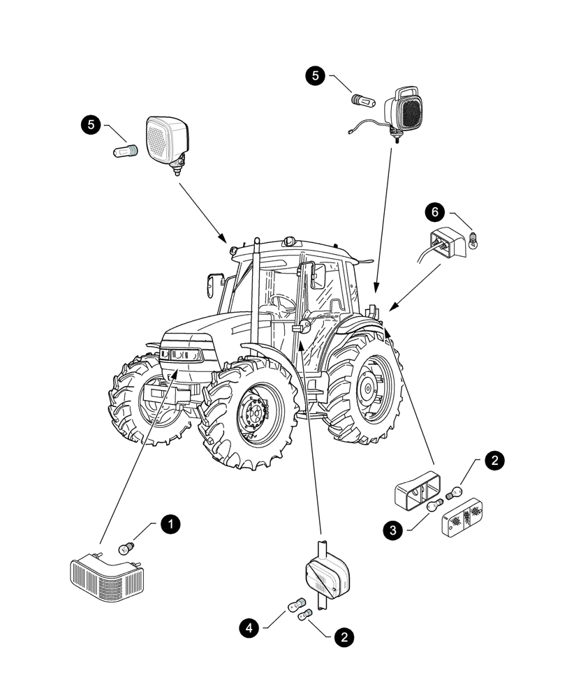 Схема запчастей Case IH JX60 - (0.05.4[04]) - MAINTENANCE PARTS - BULBS (00) - GENERAL