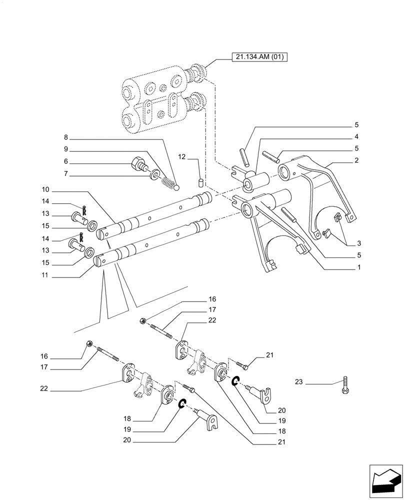 Схема запчастей Case IH PUMA 150 - (21.140.AM[02]) - VAR - 391136, 758011, 758012, 759013, 759014, 759015 - CENTRAL REDUCTION GEAR, CONTROLS (21) - TRANSMISSION