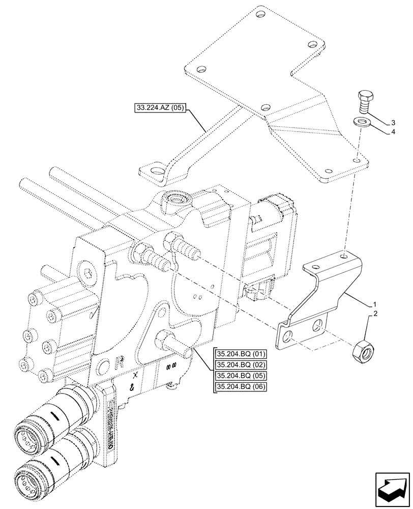 Схема запчастей Case IH PUMA 185 CVT - (35.204.BQ[13]) - VAR - 337481, 337482, 337484, 337487, 337488, 337491 - PNEUMATIC TRAILER BRAKE, BRACKET, SUPPORT (35) - HYDRAULIC SYSTEMS