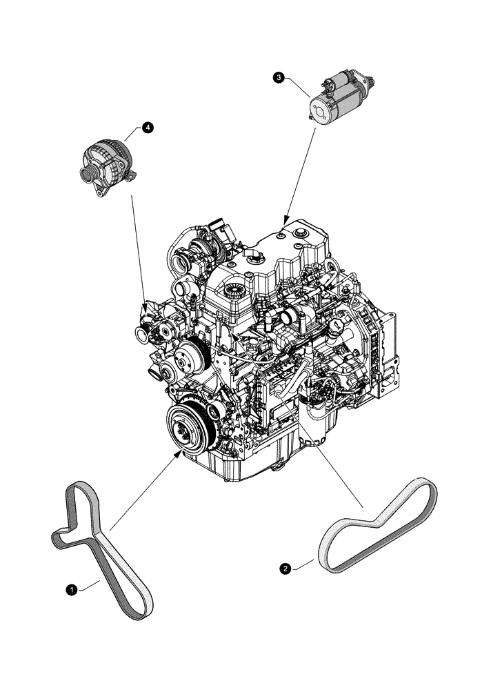 Схема запчастей Case IH MAXXUM 110 - (0.05.4[02]) - MAINTENANCE PARTS - STARTER MOTOR, ALTERNATOR, BELTS (00) - GENERAL