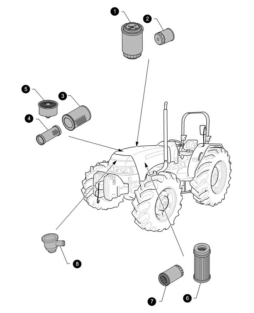 Схема запчастей Case IH JX95 - (0.05.4[01]) - MAINTENANCE PARTS - FILTERS (00) - GENERAL