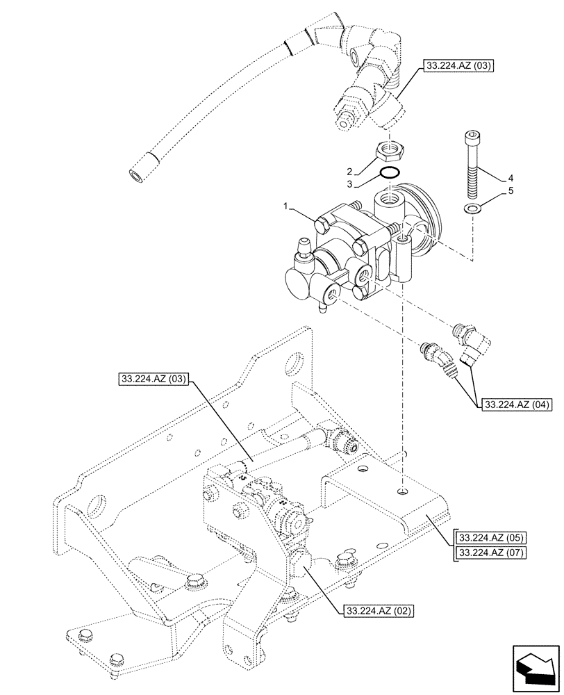 Схема запчастей Case IH PUMA 220 CVT - (33.224.AZ[01]) - VAR - 337481, 337482, 337484, 337487, 337488, 337491, 758038, 758039, 758041, 758042, 758043, 758044 - PNEUMATIC TRAILER BRAKE, PNEUMATIC VALVE (33) - BRAKES & CONTROLS