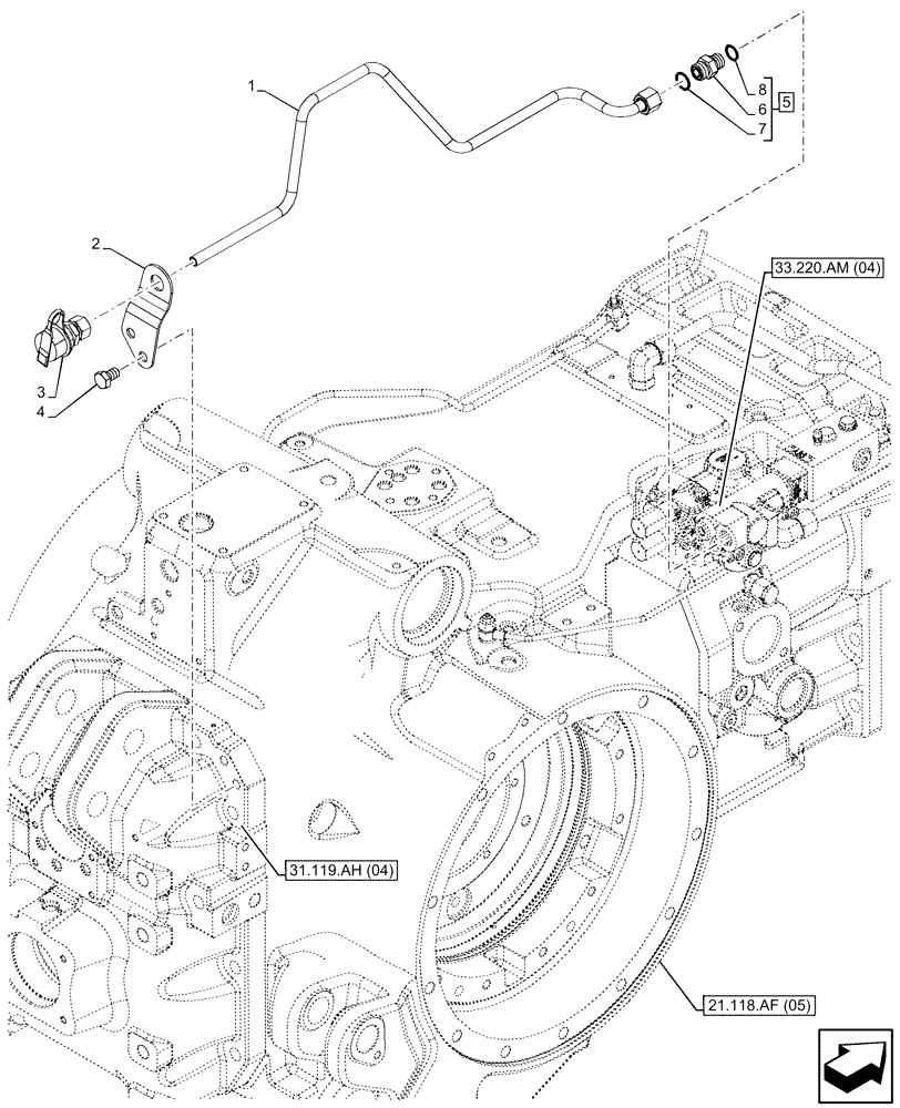 Схема запчастей Case IH PUMA 185 CVT - (33.202.AP[02]) - VAR - 337482, 337491 - HYDRAULIC AND PNEUMATIC TRAILER BRAKE, LINE, ITALY, ANTILOCK BRAKING SYSTEM (ABS) (33) - BRAKES & CONTROLS