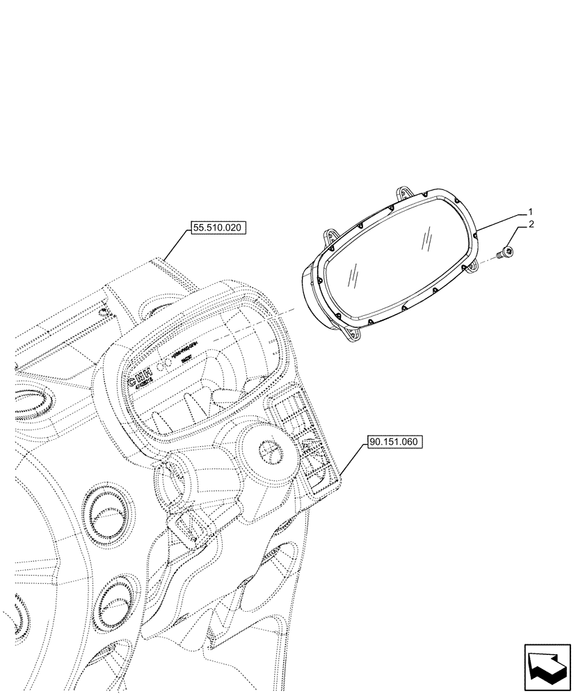 Схема запчастей Case IH FARMALL 120U - (55.408.010) - VAR - 334114, 334775, 334779, 390430 - INSTRUMENT CLUSTER, 43 KM/H (55) - ELECTRICAL SYSTEMS