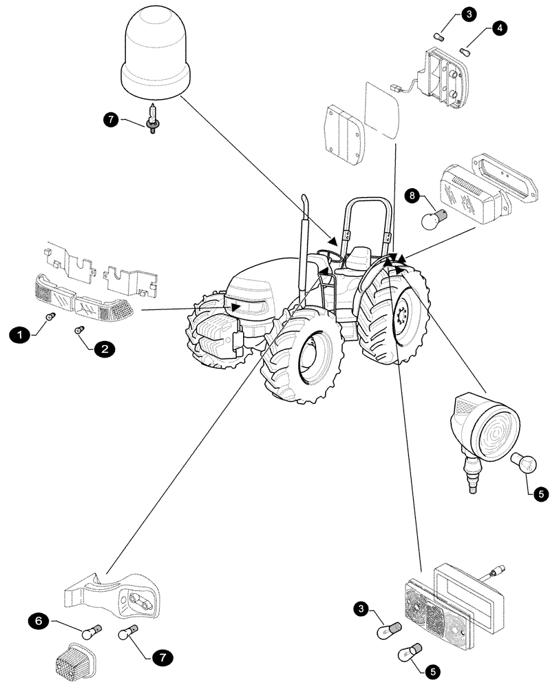 Схема запчастей Case IH FARMALL 65C - (0.05.4[04]) - MAINTENANCE PARTS - BULBS (00) - GENERAL