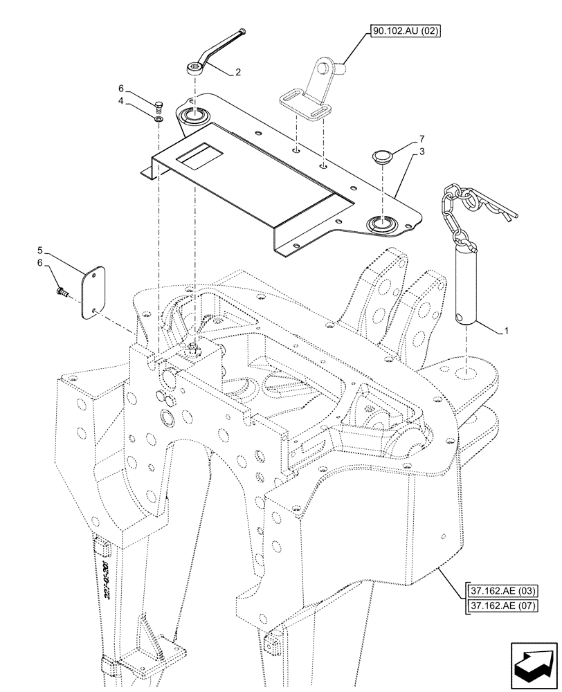 Схема запчастей Case IH PUMA 220 CVT - (37.162.AE[09]) - VAR - 758091, 758093, 758245, 758247 - 3 POINT HITCH, FRONT, W/ PTO, W/ COUPLING, SUPPORT, COVER (37) - HITCHES, DRAWBARS & IMPLEMENT COUPLINGS