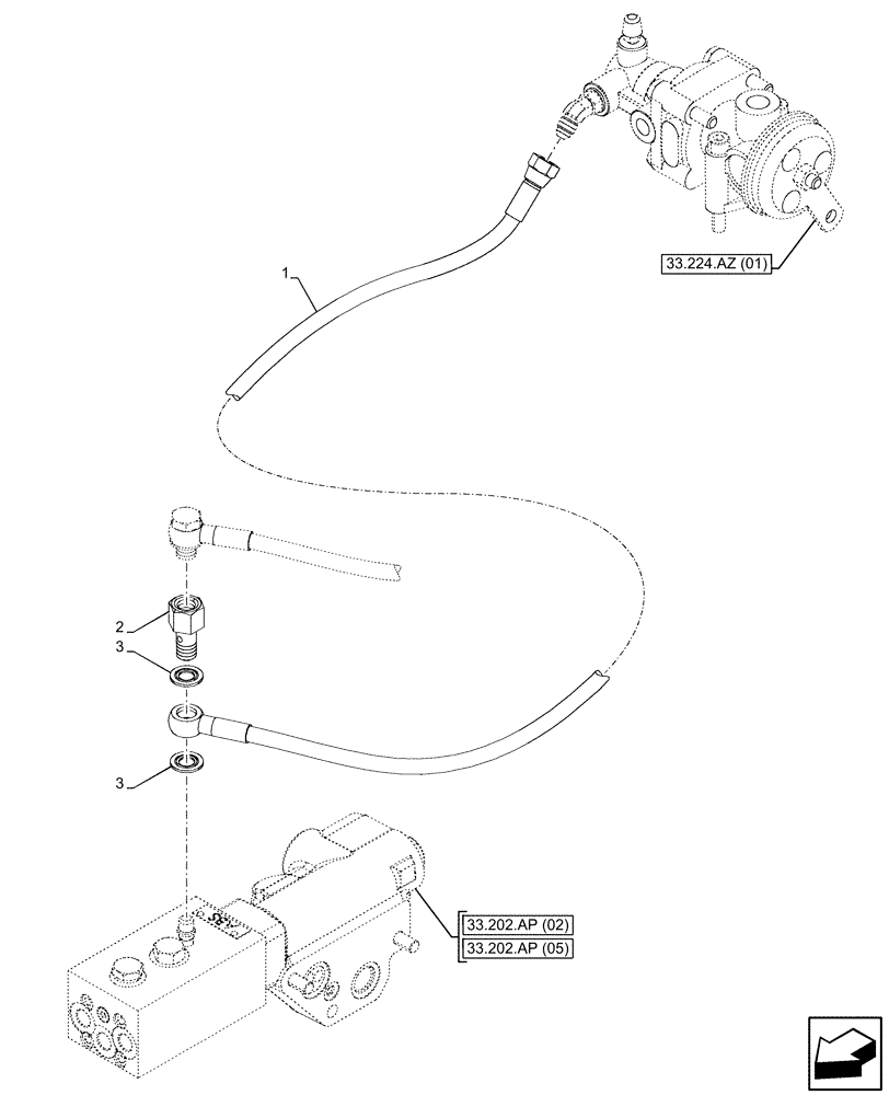 Схема запчастей Case IH PUMA 185 CVT - (33.350.AT[02]) - VAR - 337481, 337482, 337484, 337487, 337488, 337491 - ANTILOCK BRAKING SYSTEM (ABS), REAR, BRAKE LINE (33) - BRAKES & CONTROLS