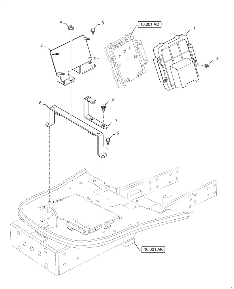 Схема запчастей Case IH FARMALL 35A - (55.512.BP[01]) - ECU BRACKET (55) - ELECTRICAL SYSTEMS