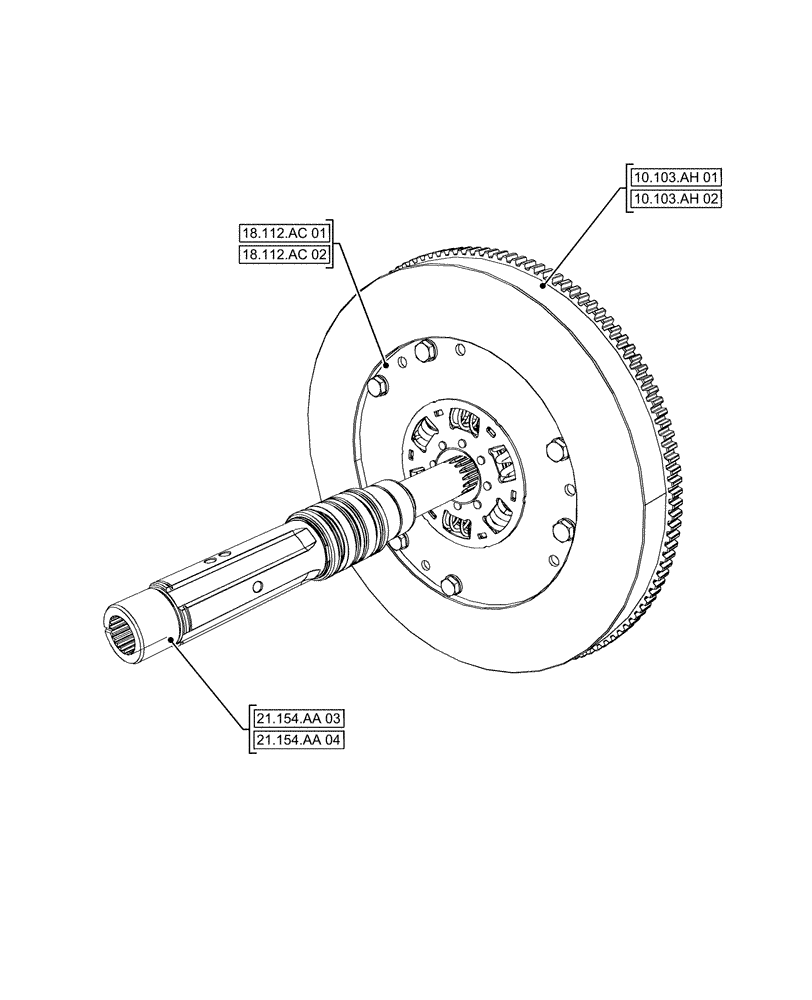 Схема запчастей Case IH FARMALL 120A - (00.000.18[02]) - PICTORIAL INDEX - FLYWHEEL, DAMPER (00) - GENERAL & PICTORIAL INDEX