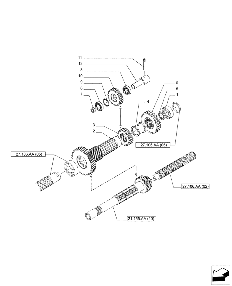 Схема запчастей Case IH PUMA 165 CVT - (27.106.AA[01]) - VAR - 391138, 758022 - CENTRAL REDUCTION GEAR (27) - REAR AXLE SYSTEM