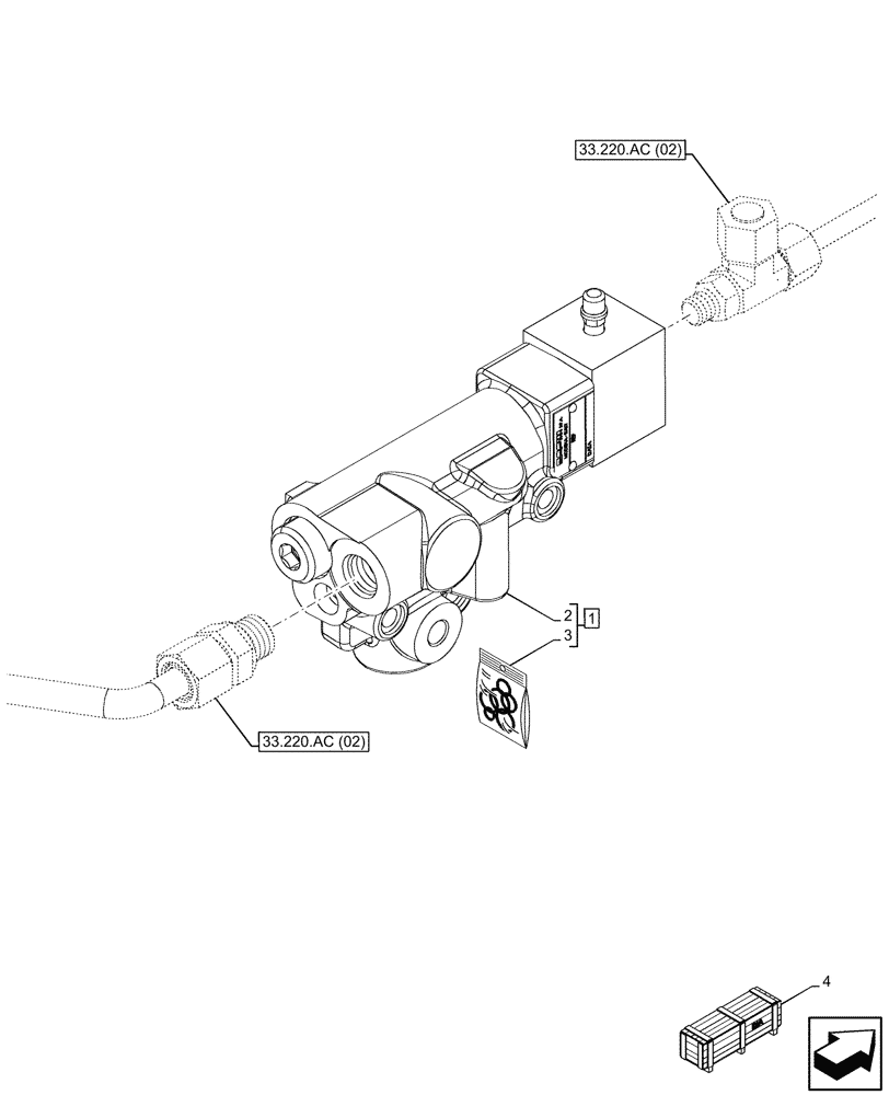 Схема запчастей Case IH PUMA 165 CVT - (33.220.AM[04]) - VAR - 758037, 758039, 758044 - TRAILER BRAKE VALVE, LINE, UNIVERSAL (33) - BRAKES & CONTROLS