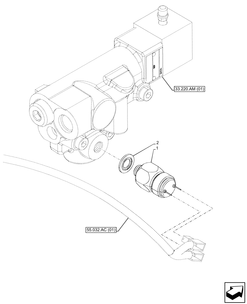 Схема запчастей Case IH PUMA 165 CVT - (55.032.AD[01]) - VAR - 758040, 758042 - HYDRAULIC AND PNEUMATIC TRAILER BRAKE, MANIFOLD, SOLENOID, ITALY (55) - ELECTRICAL SYSTEMS