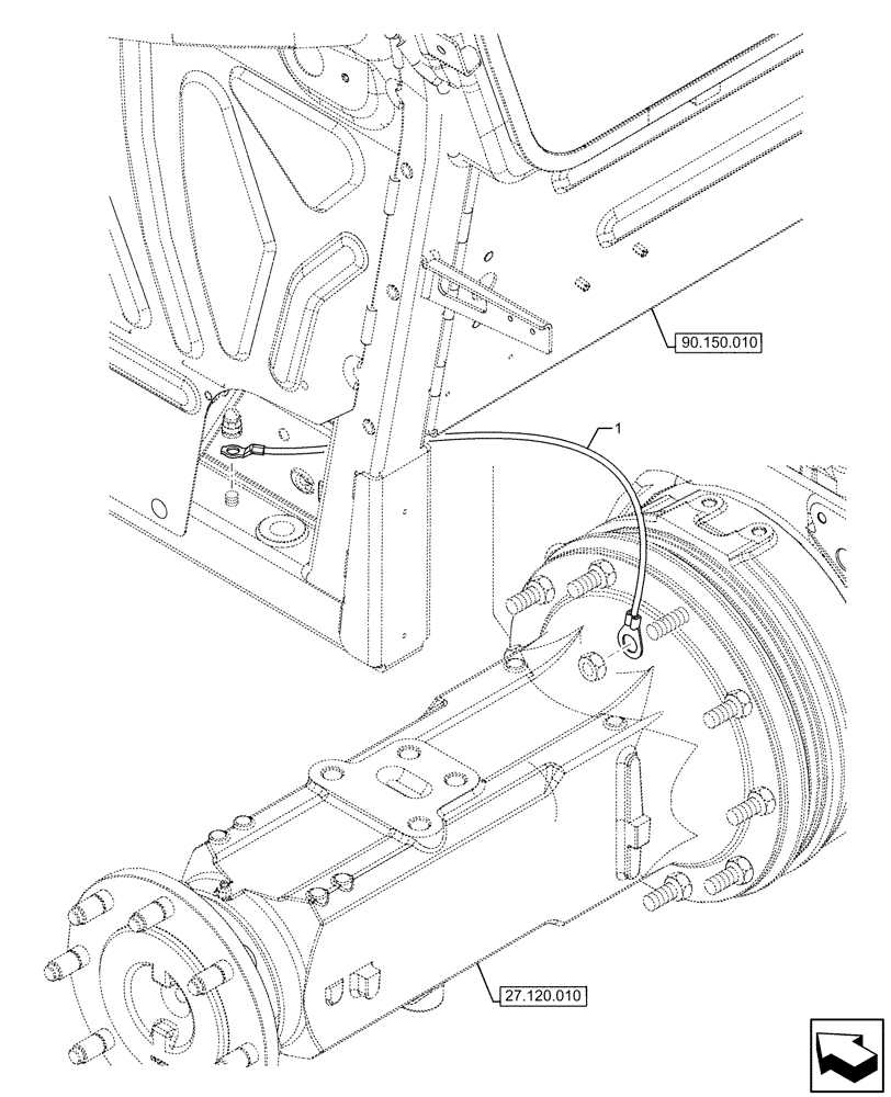 Схема запчастей Case IH FARMALL 120U - (55.100.020) - VAR - 334114, 334117, 334775, 334779, 334780, 390430 - GROUND CABLE (55) - ELECTRICAL SYSTEMS