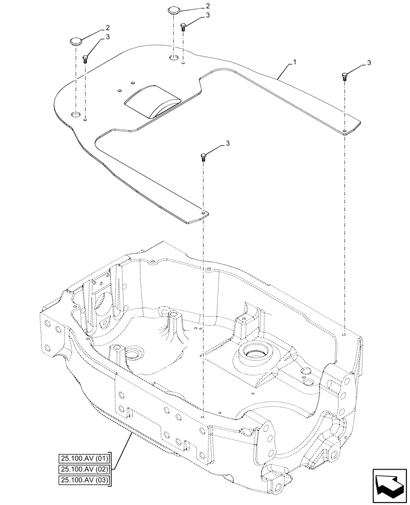 Схема запчастей Case IH PUMA 165 - (25.100.AV[12]) - VAR - 758091, 758093, 758245, 758247 - FRONT AXLE SUPPORT, PLATE (25) - FRONT AXLE SYSTEM