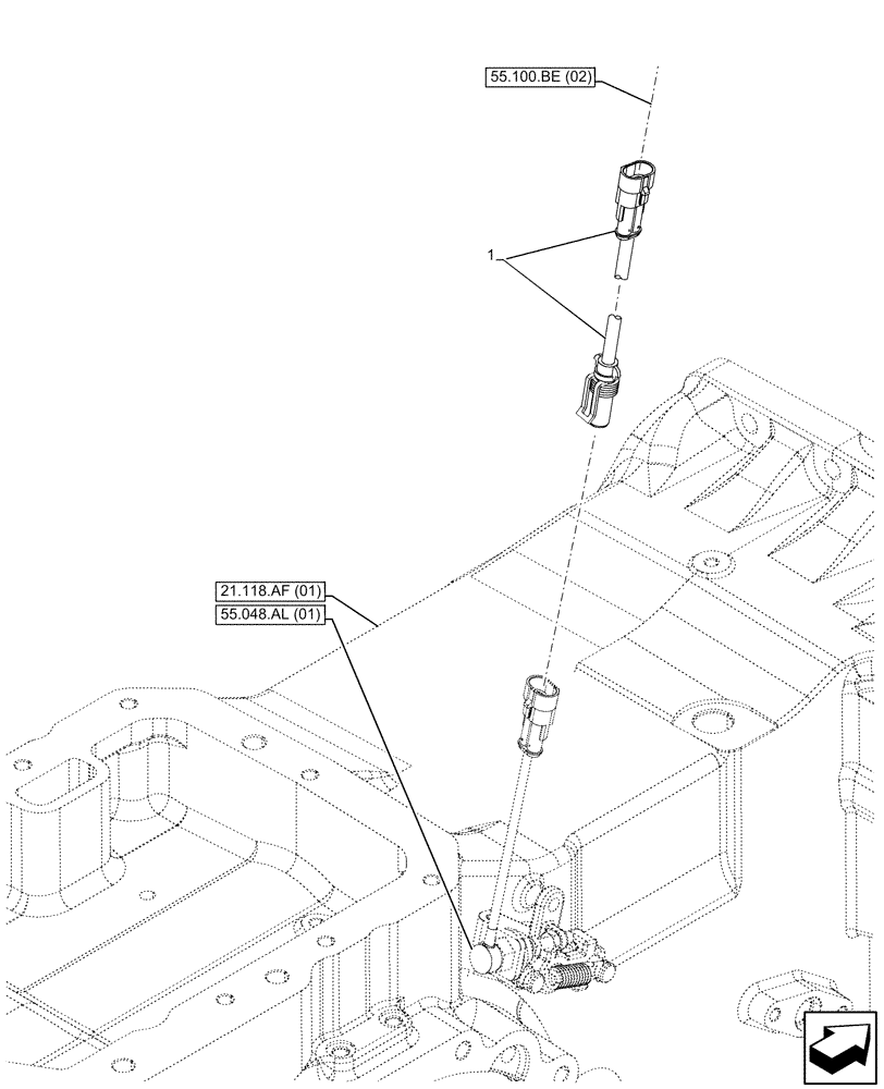 Схема запчастей Case IH PUMA 165 CVT - (55.048.AL[02]) - VAR - 391139, 758024, 758031, 759429 - REAR PTO WARNING INDICATOR, HARNESS, GROUND SPEED (540/540E/1000/1000E RPM) (55) - ELECTRICAL SYSTEMS