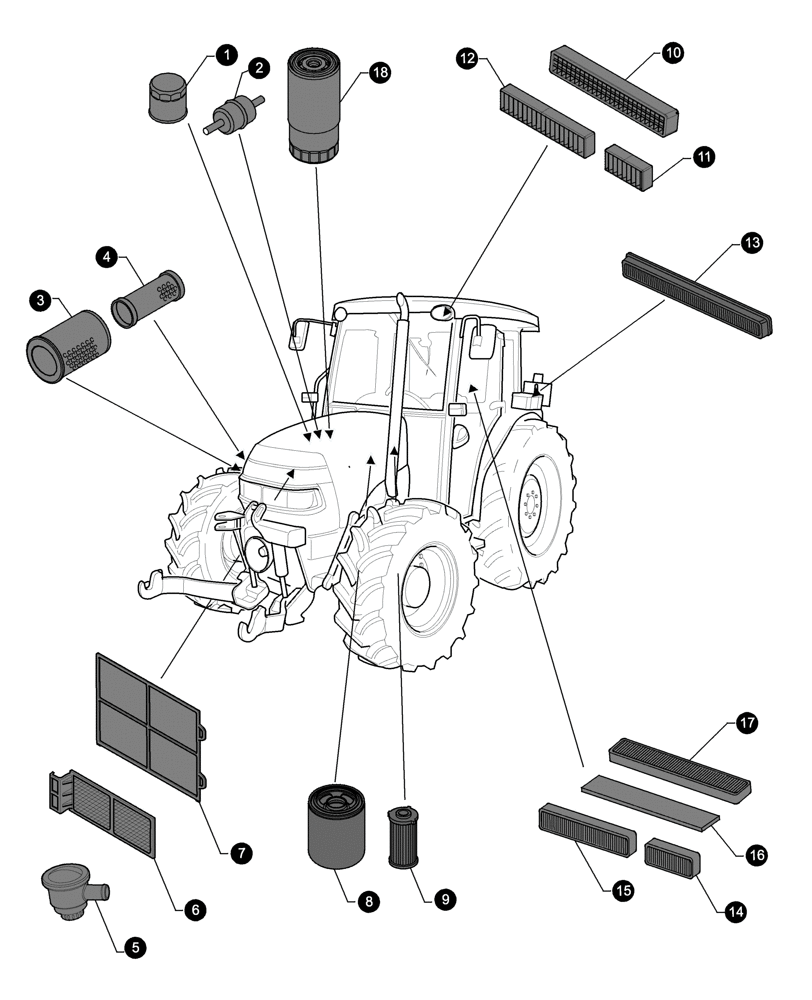 Схема запчастей Case IH FARMALL 65C - (0.05.4[01]) - MAINTENANCE PARTS - FILTERS (00) - GENERAL