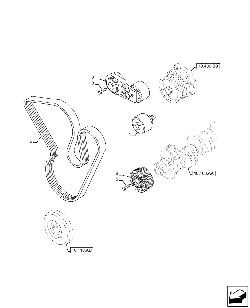 Схема запчастей Case IH F3HFE613F B007 - (10.103.AG) - CRANKSHAFT PULLEY (10) - ENGINE