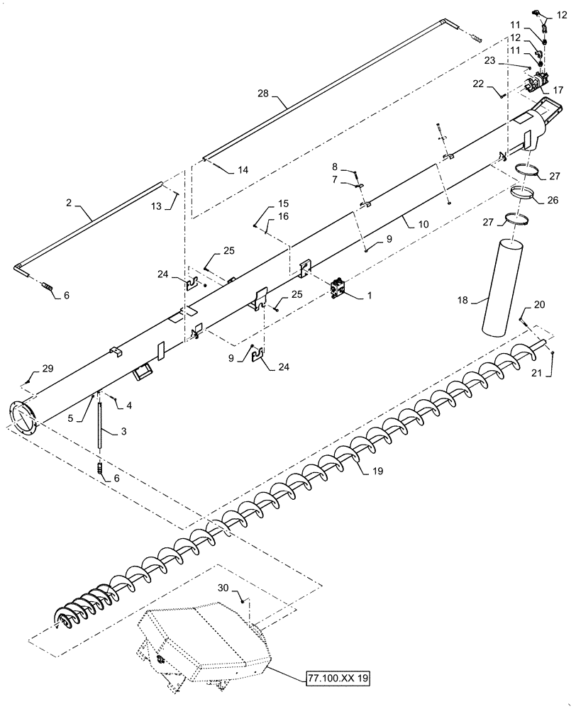 Схема запчастей Case IH 4465 - (77.100.XX[18]) - HYDRAULIC AUGER MOTOR TUBE 10 INCH (77) - SEEDING/PLANTING