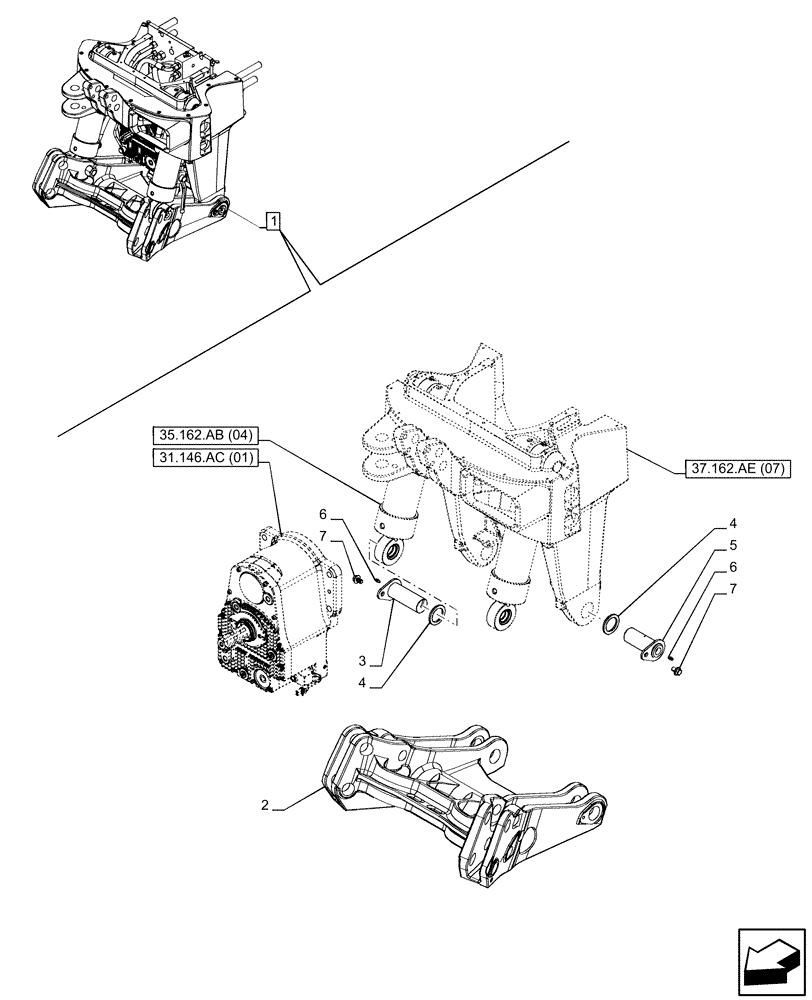 Схема запчастей Case IH PUMA 185 CVT - (37.166.AD[02]) - VAR - 758093, 758247 - 3 POINT HITCH, FRONT, W/ PTO, W/ COUPLING, LIFT ARM (37) - HITCHES, DRAWBARS & IMPLEMENT COUPLINGS