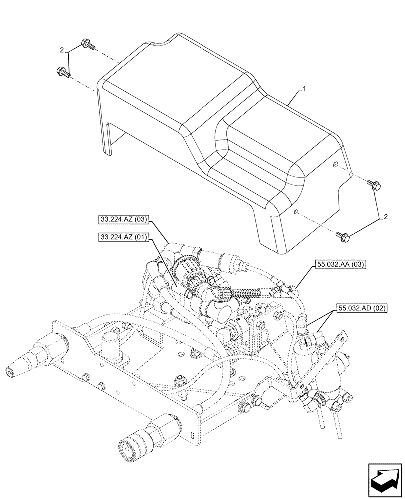 Схема запчастей Case IH PUMA 165 CVT - (33.224.AZ[06]) - VAR - 758038, 758039, 758041, 758042, 758043, 758044 - PNEUMATIC TRAILER BRAKE, COVER (33) - BRAKES & CONTROLS