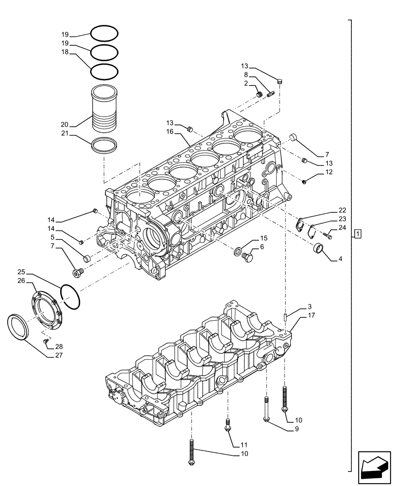 Схема запчастей Case IH F3HFE613H B007 - (10.001.AB) - CRANKCASE (10) - ENGINE