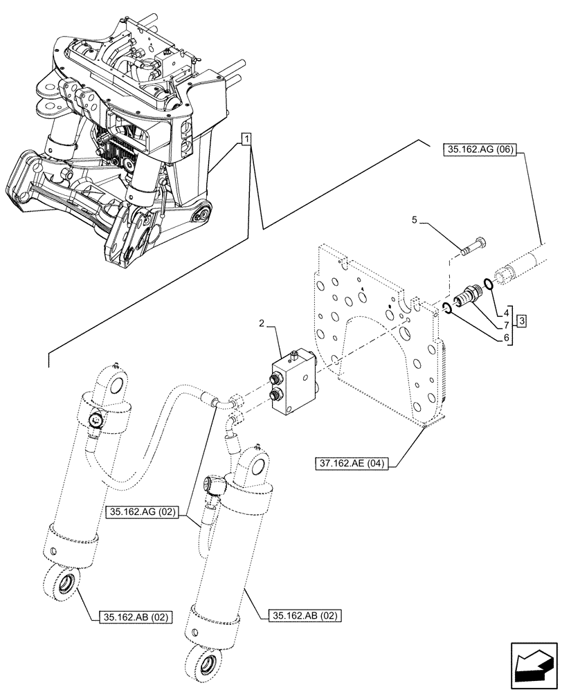 Схема запчастей Case IH PUMA 220 CVT - (35.160.AF[02]) - VAR - 758091, 758245 - 3 POINT HITCH, FRONT, W/ FRONT PTO, W/ COUPLING, VALVE (35) - HYDRAULIC SYSTEMS